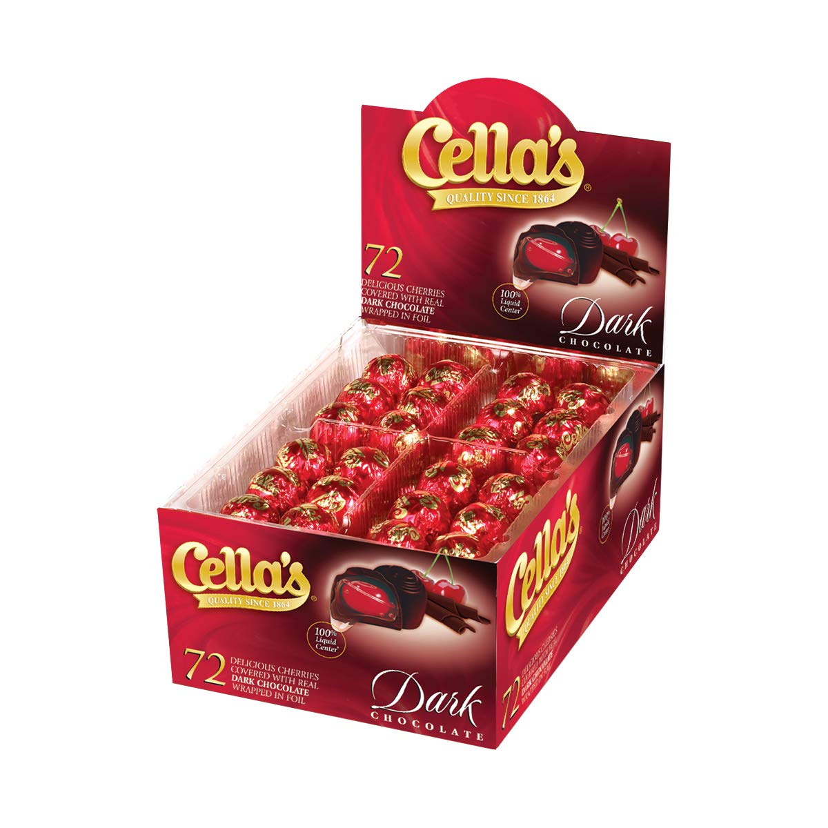 Cella's Dark Chocolate Covered Cherries Premium Cherry Cordial Candies Individually Wrapped 72-Count 2.25 Pounds